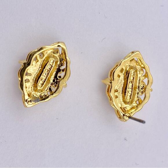 LIND 14K HGE Aurora Borealis Rhinestone Navette Post Earrings - Picture 5 of 13